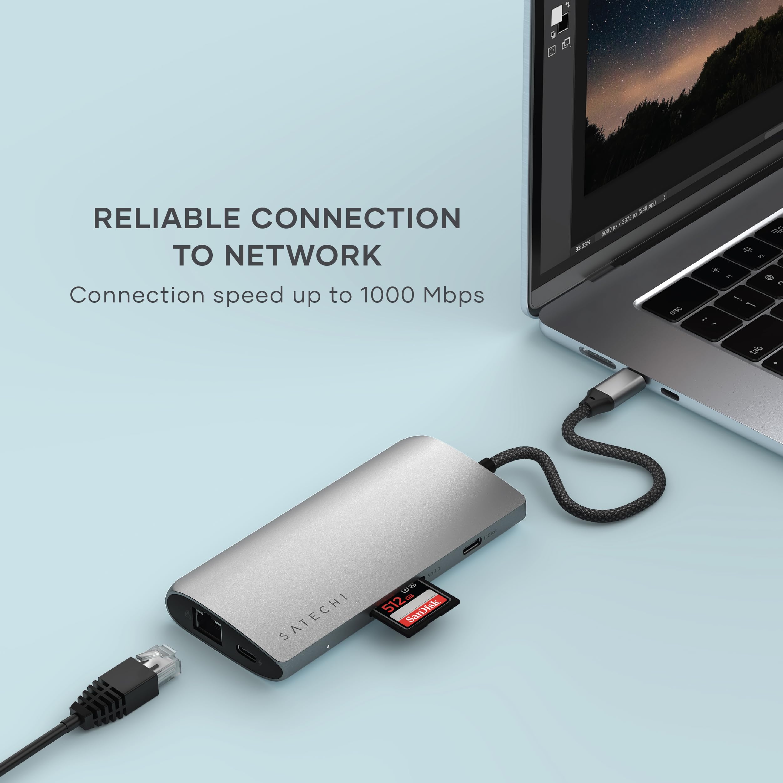 SATECHI 8-in-1 USB-C Hub Multiport Adaptor V3, 8K@60Hz HDMI, 100W